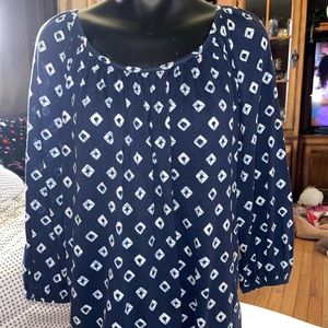 Michael Kors blue white  3/4 sleeve blouse size L